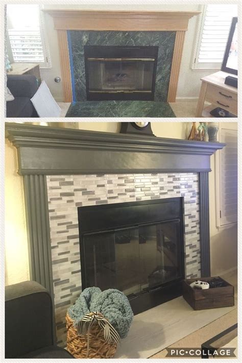 Diy Fireplace Makeover With Peel And Stick Tiles 1000 In 2020