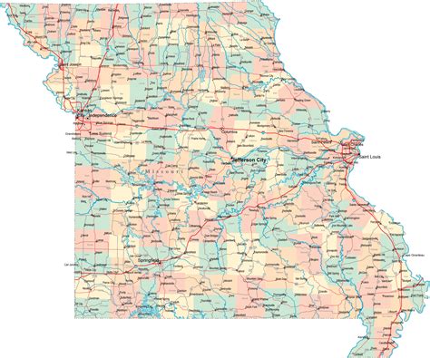 Missouri Map Missouri Usa • Mappery