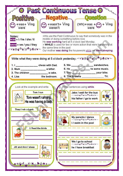 Past Continuous Tense Esl Worksheet By Jecika