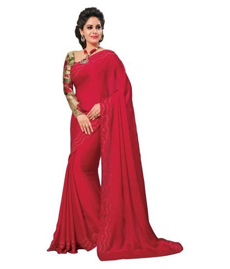 Sudarshan Silks Red Georgette Saree Buy Sudarshan Silks Red Georgette