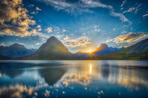 Sky Mountains Lake Nature Landscape Reflection Wallpapers Hd