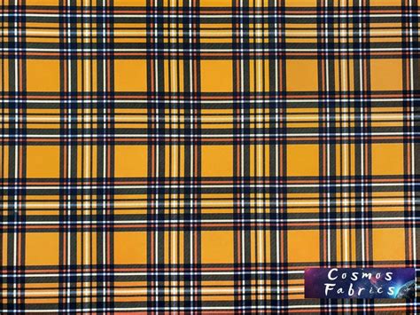 Yellow Plaid Pattern Fabric By The Meter Floral Home Decor Etsy