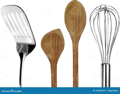 Spatula With Wooden Spoons And Wire Whisk Stock Image Image Of