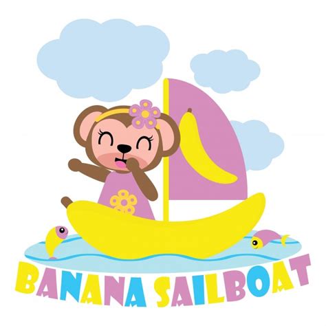 Premium Vector Monkey Girl On Banana Sailboat Vector Cartoon Background