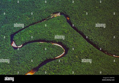 Canaima National Park Venezuela Aerial Of Churun River Winding