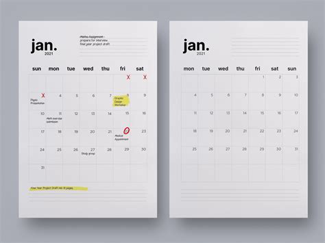 2021 Printable Calendar Minimalist Calendar Pdf Minimal Etsy Hong Kong