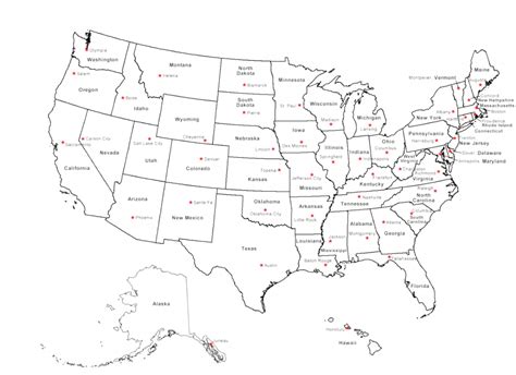 United States Map Capitals List And Cities State Capital Major