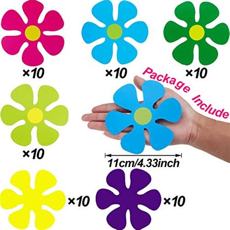 60 Pieces Flower Shaped Cutouts Mini Retro Flower Cutouts For Hippie