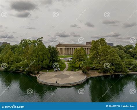 Aerial View Of The Parthenon In Centennial Park In Nashville Tennessee