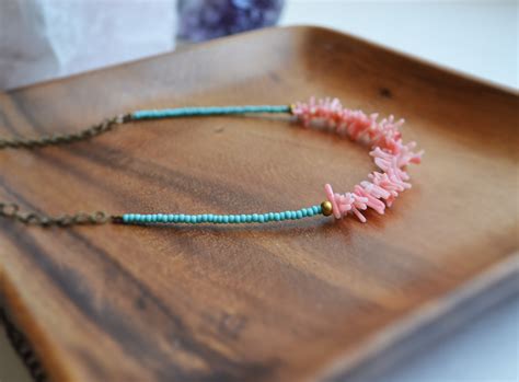 Coral Necklace Summer Necklace Summer Jewelry Turquoise Necklace