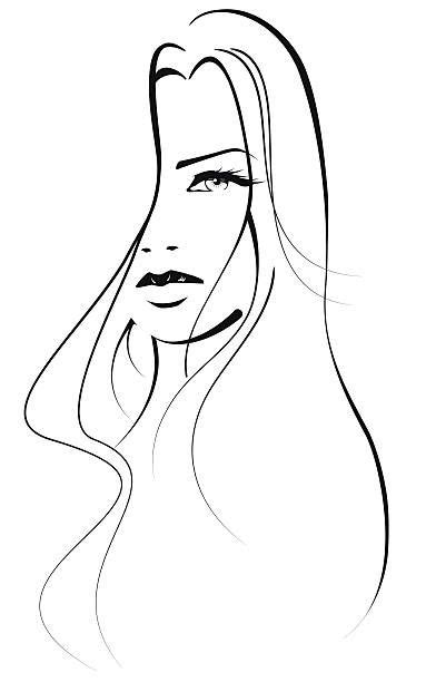 Beautiful Face Of A Woman Black And White Vector Illustration
