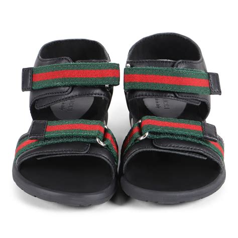 Gucci Velcro Web Sandal in Black - BAMBINIFASHION.COM