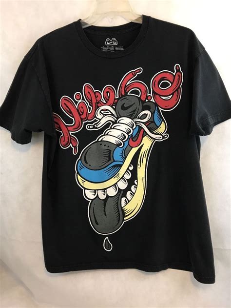 Vintage Nike Black Graphic Tee Shirt Shoe Retro Size XL Collectible Gift Graphic Tee
