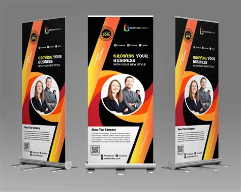 Abstract Roll Up Banner Standee Design Download Free Vector Art