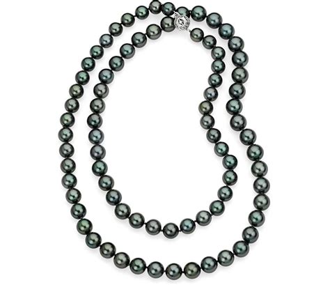 Tahitian Cultured Pearl Strand Necklace With 18k White Gold 36