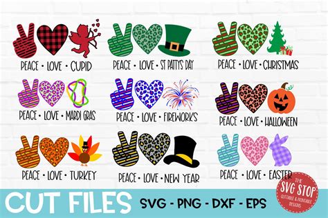 Peace Love Bundle SVG, PNG, DXF, EPS (409622) | SVGs | Design Bundles