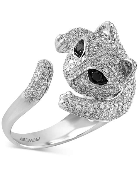 Effy Diamond Cat Ring 1 58 Ct Tw In 14k White Gold Lyst