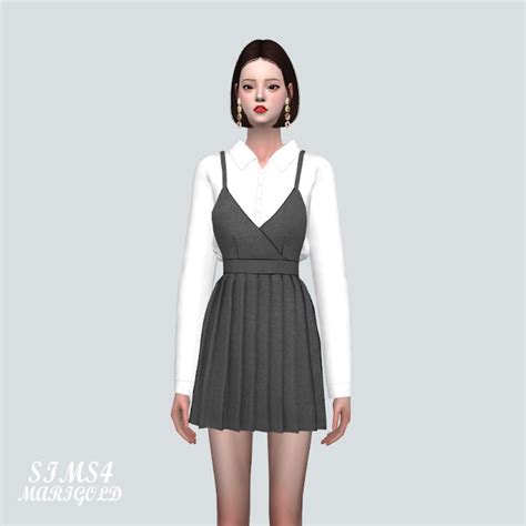 Pleats Mini Dress With Shirts At Marigold Sims 4 Updates