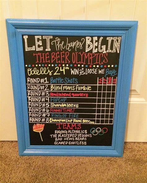 Chalkboard Beer Pong Score Board Birthday Chalkboard Olympic Board