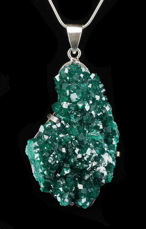 75cm Rough Dioptase And Sterling Silver Pendant J0220 Stones And