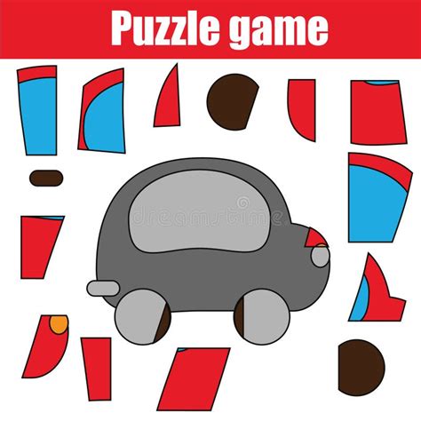 Puzzle Game Red Car Printable Kids Activity Sheet Stock Illustrations