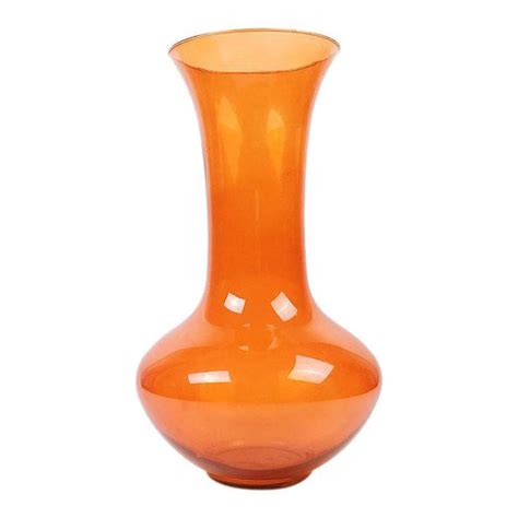 Vintage Oversized Blown Glass Orange Vase Handblown Glass Vase Glass Blowing Glass