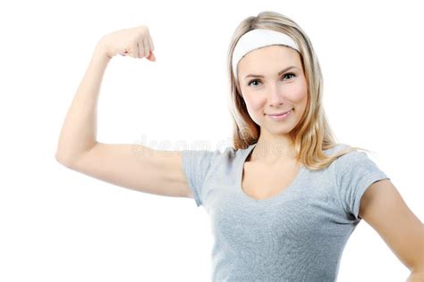 Strong Fitness Woman Showing Back Biceps Muscles Stock Photo Image Of