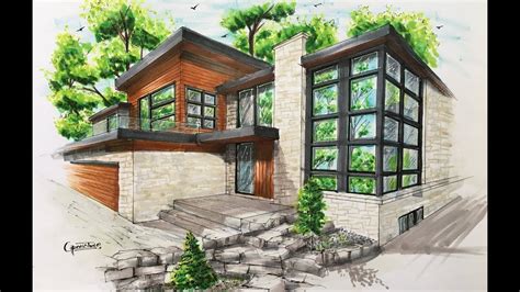 How To Draw An Architectural Sketching Of House With Markers Como