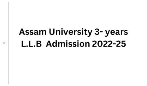 Assam University LLB Admission 2022 2025 Apply Online