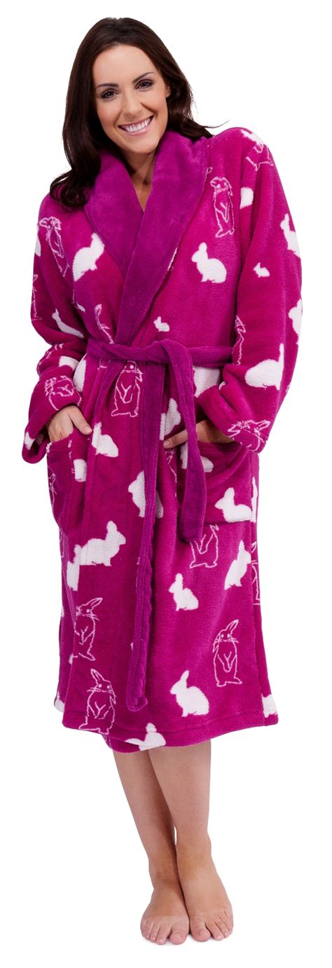 Womens Full Length Fleece Bath Robe Dressing Gown Housecoat Belt