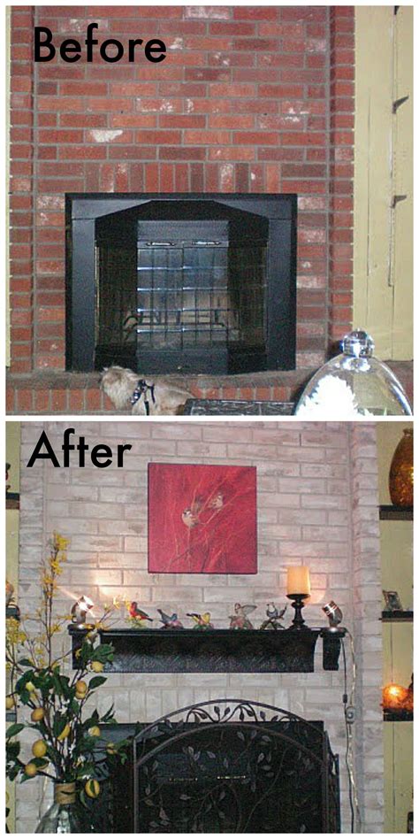 Before And After Brick Fp Makeover Painted Brick Fireplaces Brick