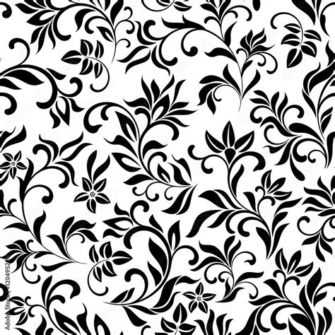 Seamless Floral Pattern On A White Background Vintage Style The