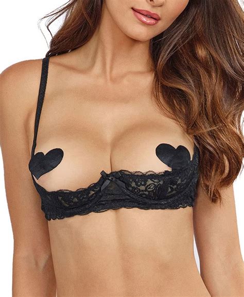 Dreamgirl Womens Scalloped Lace Open Cup Underwire Shelf Bra And Reviews Bras Underwear