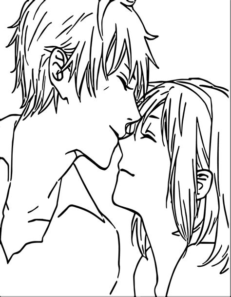Anime Kissing Coloring Pages Anime Girl