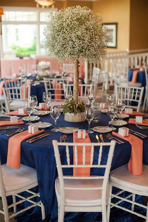 18 Peach And Navy Blue Inspired Wedding Color Ideas