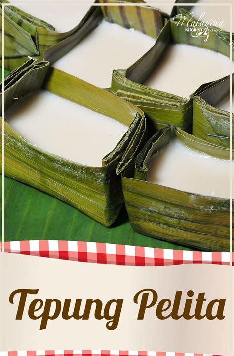 Tepung pelita is a two layer kuih of santan and pandan custard, steamed in little banana leaf or pandan pots. Tepung Pelita, a special layered dessert made from coconut ...