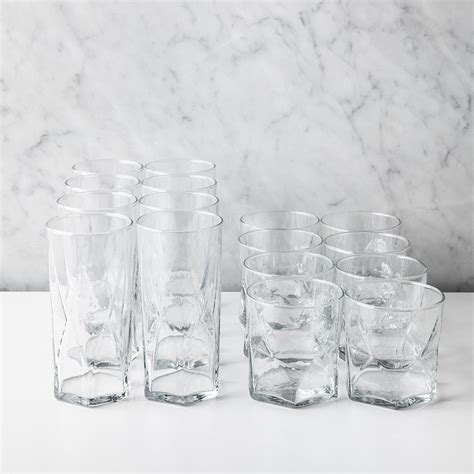 Libbey Rhombus Drinking Glass Combo Set Of 16 Clear Kitchen Stuff Plus