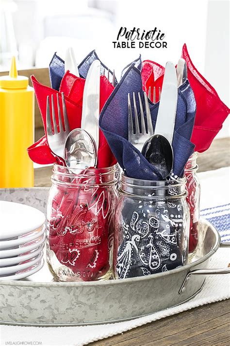 A blog about decorating your home using mainly thrift store and estate sale finds. Patriotic Table Decor using Bandanas - Live Laugh Rowe