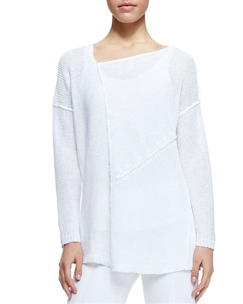 Donna Karan Slouchy Asymmetric Linen Sweater