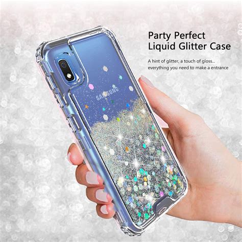 Samsung Galaxy A10e Casehard Clear Glitter Sparkle Flowing Liquid Hea