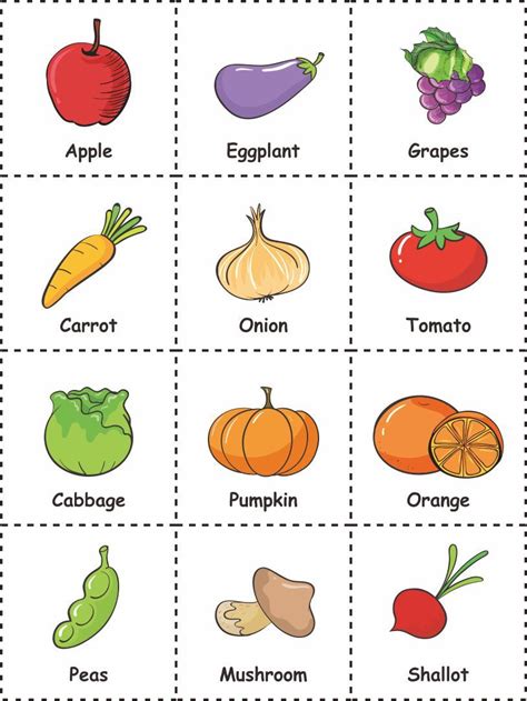 Free Printable Fruits And Vegetables
