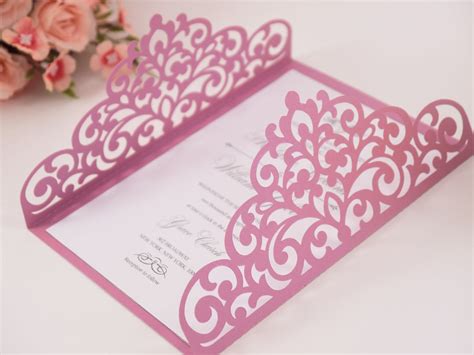 5x7 Gate Fold Wedding Invitation Laser Cut Card Template Ornate Svg