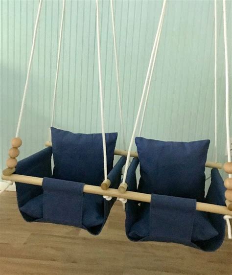 Navy Twins Baby Swing Indoor Canvas Baby Swing Toddler Etsy