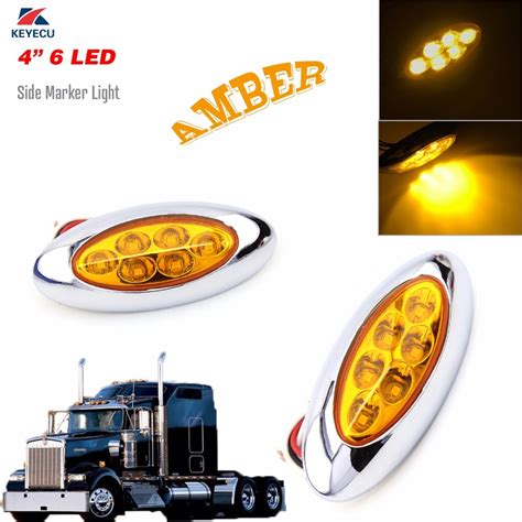Auto Parts And Vehicles 4x 65 Amber Oval Cab Signal Light Chrome For