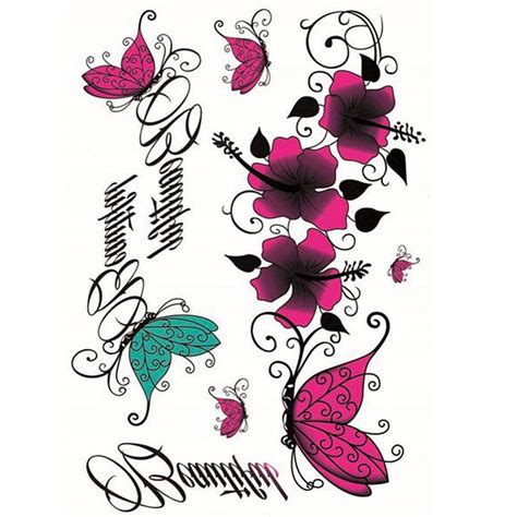 Yeeech Temporary Tattoos Sticker For Women Fake Butterfly Flower Lilies Designs Arm Leg Sexy
