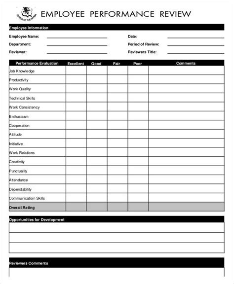 Free Printable Employee Review Form Sample Employee Evaluation Form Images And Photos Finder