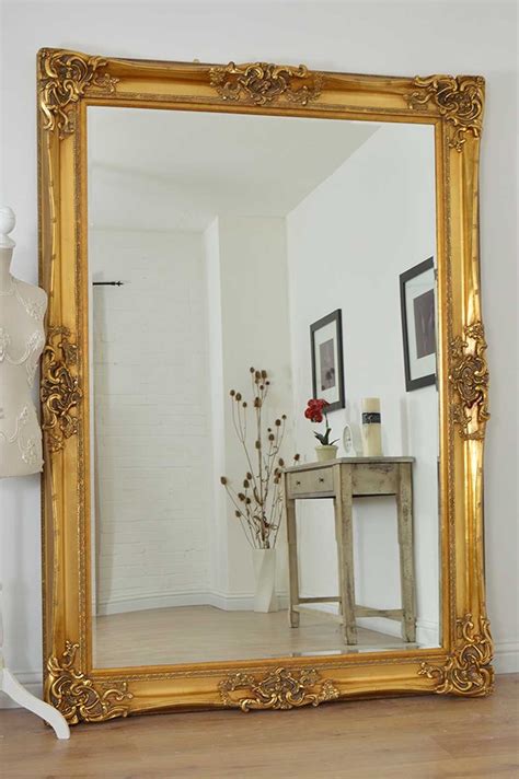 Large Gold Very Ornate Antique Design Wall Mirror 7ft X 5ft 213cm X