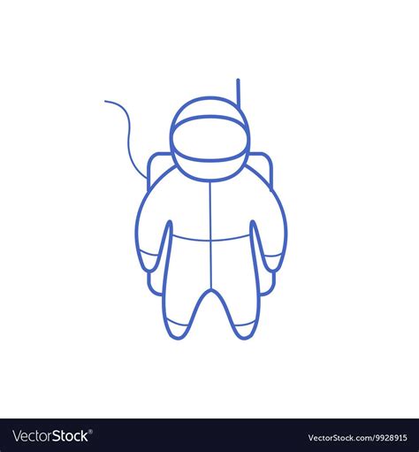 Astronaut Simple Contour Drawing Royalty Free Vector Image Contour