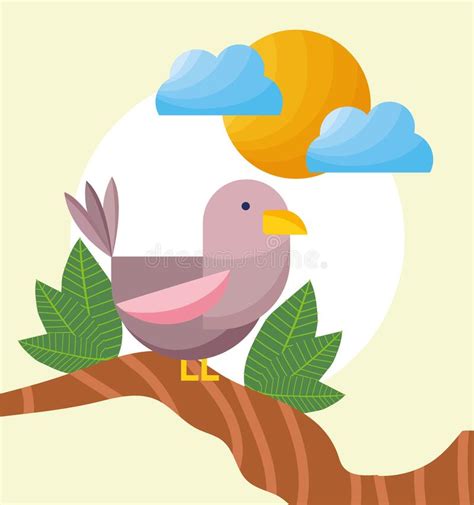 Bird On Branch Stock Vector Illustration Of Funny Vector 218007307