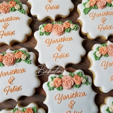 Floral Wedding Cookies Personalized Custom Cookies Boho Etsy